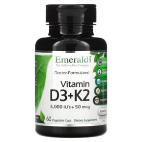 Thực phẩm chức năng Emerald Laboratories Vitamin D3 + K2 60 Vegetable Caps 743650003631