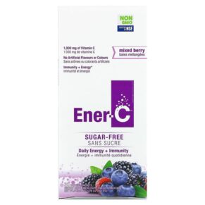 Thực phẩm bổ sung Ener-C Vitamin C Multivitamin Drink Mix Sugar Free Mixed Berry 1.000 mg 30 Packets 0.2 oz (5.46 g) Each 873024001328