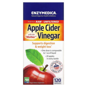 Thực phẩm chức năng Enzymedica Apple Cider Vinegar with the Mother 120 Capsules 670480100998