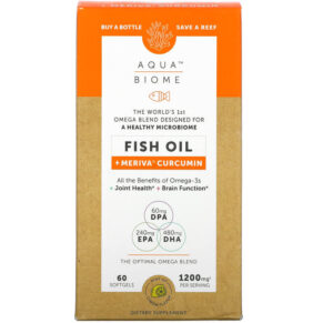 Thực phẩm chức năng Enzymedica Aqua Biome Fish Oil + Meriva Curcumin Lemon 600 mg 60 Softgels 670480100011