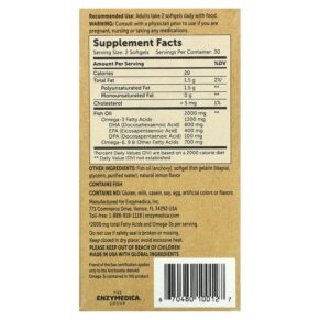 Thực phẩm bổ sung Enzymedica Aqua Biome Omega-3 Maximum Strength Lemon 1.000 mg 60 Softgels 670480100127