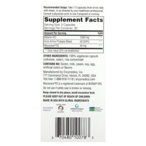 Enzymedica Fast-Acting Betaine HCI 60 Capsules 3 Thực phẩm bổ sung Enzymedica Fast-Acting Betaine HCI 60 Capsules 670480100783