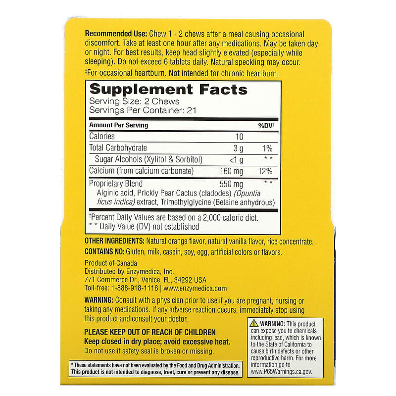Enzymedica Heartburn Soothe Vanilla-Orange 42 Relief Chews 2 Thực phẩm bổ sung Enzymedica Heartburn Soothe Vanilla-Orange 42 Relief Chews 670480100301