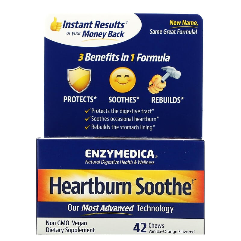 Enzymedica Heartburn Soothe Vanilla-Orange 42 Relief Chews 8 Thực phẩm chức năng Enzymedica Heartburn Soothe Vanilla-Orange 42 Relief Chews 670480100301