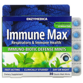 Thực phẩm chức năng Enzymedica Immune Max Immuno-Biotic Defense Mints Fresh Mint 30 Quick Melt Mints 670480101131