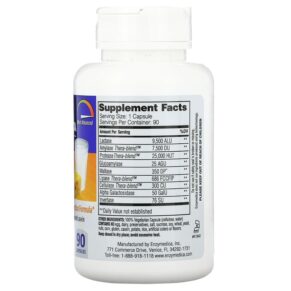 Thực phẩm bổ sung Enzymedica Lacto Most Advanced Dairy Digestion Formula 90 Capsules 670480241219