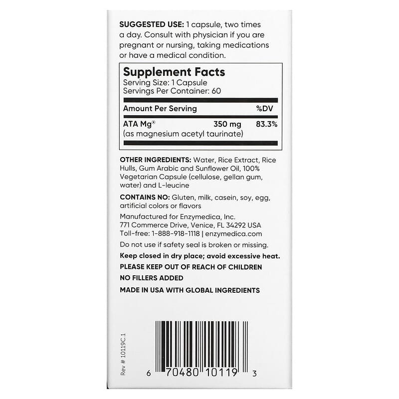 Enzymedica Magnesium Mind 60 Capsules 2 Thực phẩm bổ sung Enzymedica Magnesium Mind 60 Capsules 670480101193