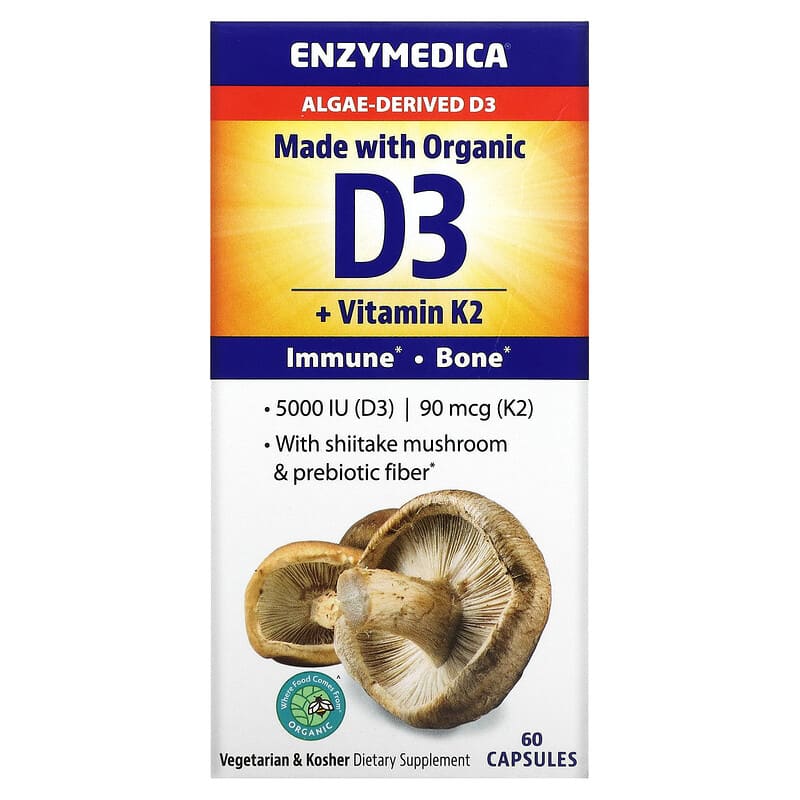 Enzymedica Organic D3 + Vitamin K2 60 Capsules 8 Thực phẩm chức năng Enzymedica Organic D3 + Vitamin K2 60 Capsules 670480101292
