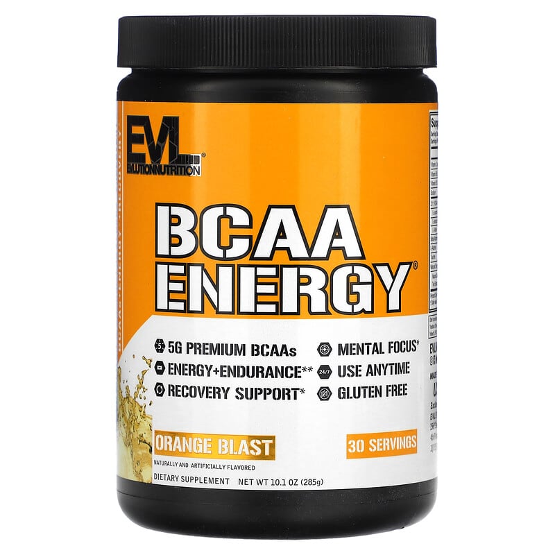 EVLution Nutrition BCAA ENERGY Orange Blast 10.1 oz (285 g) 8 Thực phẩm chức năng EVLution Nutrition BCAA ENERGY Orange Blast 10.1 oz (285 g) 818901025127