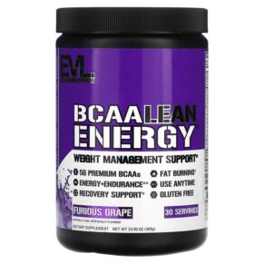 Thực phẩm chức năng EVLution Nutrition BCAA LEAN ENERGY Furious Grape 10.9 oz (309 g) 818901020900