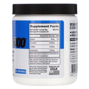 Thực phẩm bổ sung EVLution Nutrition BCAA5000 Blue Raz 8.47 oz (240 g) 710051864376