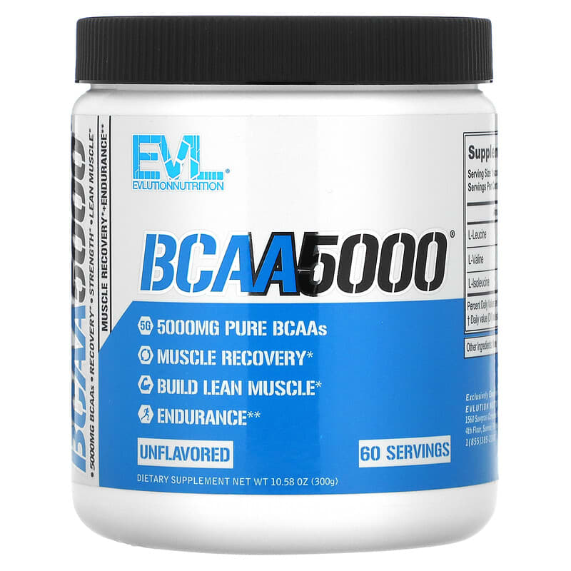 EVLution Nutrition BCAA5000 Unflavored 10.58 oz (300 g) 8 Thực phẩm chức năng EVLution Nutrition BCAA5000 Unflavored 10.58 oz (300 g) 685450087513