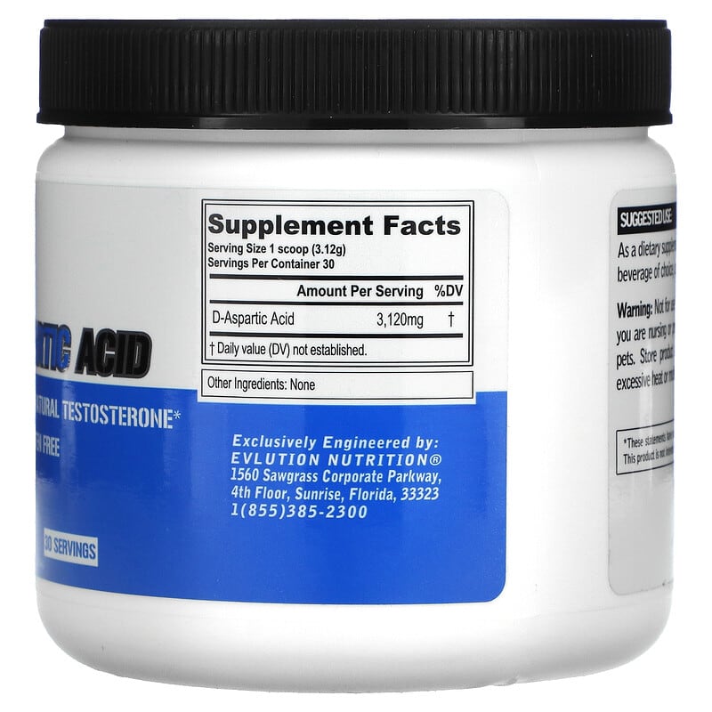 EVLution Nutrition D-Aspartic Acid Unflavored 3.3 oz (94 g) 2 Thực phẩm bổ sung EVLution Nutrition D-Aspartic Acid Unflavored 3.3 oz (94 g) 818901027022