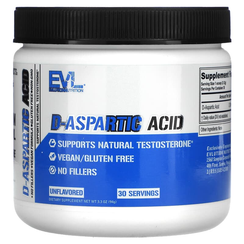 EVLution Nutrition D-Aspartic Acid Unflavored 3.3 oz (94 g) 8 Thực phẩm chức năng EVLution Nutrition D-Aspartic Acid Unflavored 3.3 oz (94 g) 818901027022