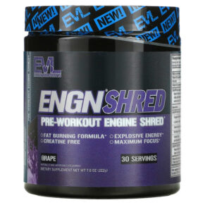 Thực phẩm chức năng EVLution Nutrition ENGN Shred Pre-Workout Engine Shred Grape 7.8 oz (222 g) 818901024588