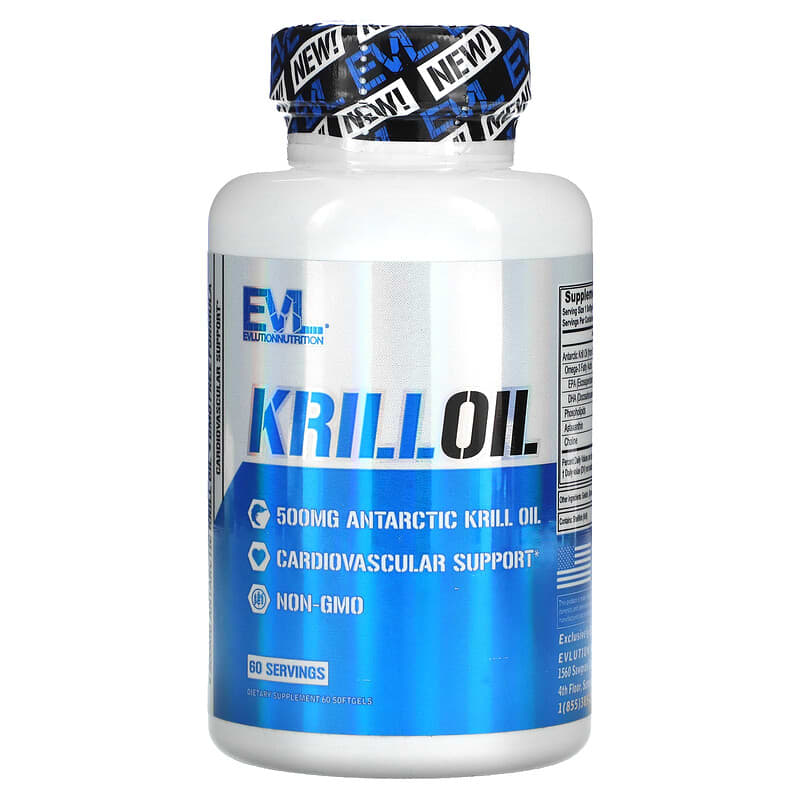 EVLution Nutrition Krill Oil 500 mg 60 Softgels 8 Thực phẩm chức năng EVLution Nutrition Krill Oil 500 mg 60 Softgels 818901027305
