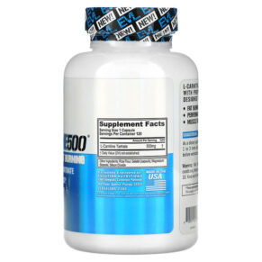 Thực phẩm bổ sung EVLution Nutrition L-CARNITINE500 Stimulant Free Fat Burning 120 Capsules 818901020184