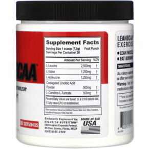 Thực phẩm bổ sung EVLution Nutrition LEANBCAA Fruit Punch 8.36 oz (237 g) 682055551128