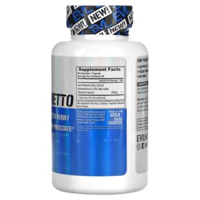 Thực phẩm bổ sung EVLution Nutrition Saw Palmetto 500 mg 60 Veggie Capsules 818901027015