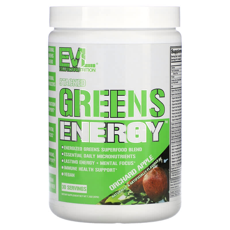 EVLution Nutrition Stacked Greens Energy Orchard Apple 7.3 oz (207 g) 8 Thực phẩm chức năng EVLution Nutrition Stacked Greens Energy Orchard Apple 7.3 oz (207 g) 818901027350