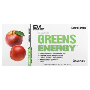Thực phẩm chức năng EVLution Nutrition Stacked Greens Energy Sample Pack Orchard Apple 3 Stickpacks 0.2 oz (6.9 g) Each 818901028388