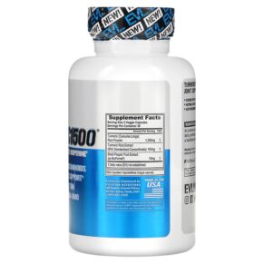 Thực phẩm bổ sung EVLution Nutrition Turmeric1500 Turmeric Curcumin with Bioperine 90 Veggie Capsules 818901020511