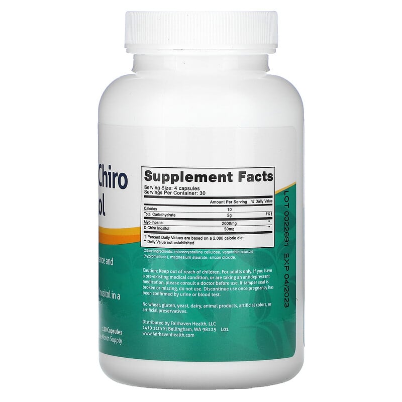 Fairhaven Health Myo + D-Chiro Inositol 120 Capsules 2 Thực phẩm bổ sung Fairhaven Health Myo + D-Chiro Inositol 120 Capsules 896593002275