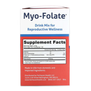 Thực phẩm bổ sung Fairhaven Health Myo-Folate Drink Mix for Reproductive Wellness Unflavored 30 Packets 2.4 g Each 896593002251