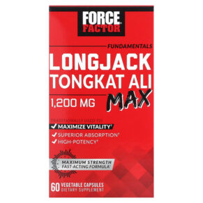 Thực phẩm chức năng Force Factor Fundamentals LongJack Tongkat Ali Max 1.200 mg 60 Vegetable Capsules 818594019069