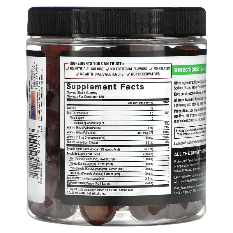 Force Factor ProbioSlim Apple Cider Vinegar Gummies 120 Gummies 2 Thực phẩm bổ sung Force Factor ProbioSlim Apple Cider Vinegar Gummies 120 Gummies 818594015443