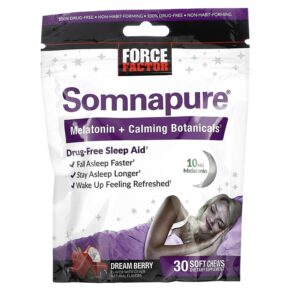 Thực phẩm chức năng Force Factor Somnapure Melatonin + Calming Botanicals Dream Berry 30 Soft Chews 818594019458