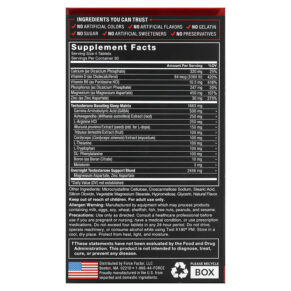 Thực phẩm bổ sung Force Factor Test X180 PM Nighttime Testosterone Booster 120 Tablets 818594016877