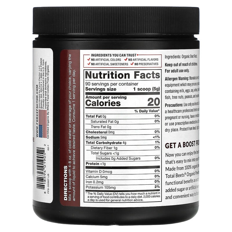 Force Factor Total Beets Organic Beetroot Powder 15.9 oz (450 g) 2 Thực phẩm bổ sung Force Factor Total Beets Organic Beetroot Powder 15.9 oz (450 g) 818594019052