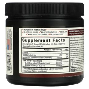 Thực phẩm bổ sung Force Factor Total Beets Original Drink Powder Black Cherry 7.1 oz (201 g) 818594018543