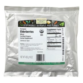 Thực phẩm bổ sung Frontier Co-op Organic Whole European Elderberries 16 oz (453 g) 089836027306