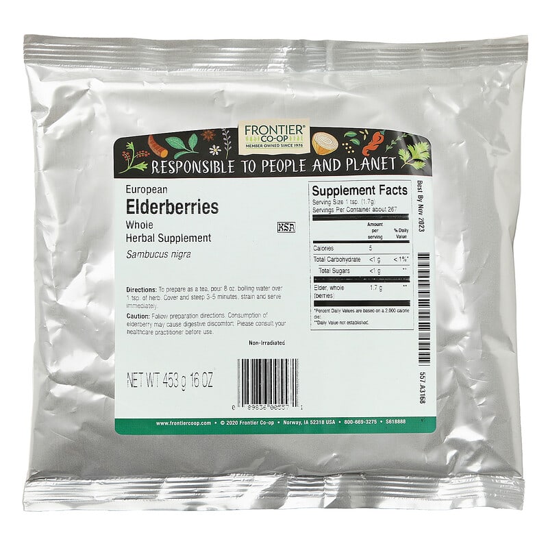 Frontier Co-op Whole European Elderberries 16 oz (453 g) 2 Thực phẩm bổ sung Frontier Co-op Whole European Elderberries 16 oz (453 g) 089836005571
