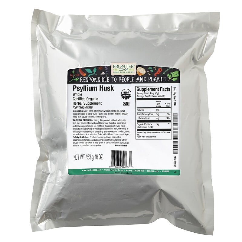 Frontier Co-op Whole Psyllium Husk 16 oz (453 g) 2 Thực phẩm bổ sung Frontier Co-op Whole Psyllium Husk 16 oz (453 g) 089836008633