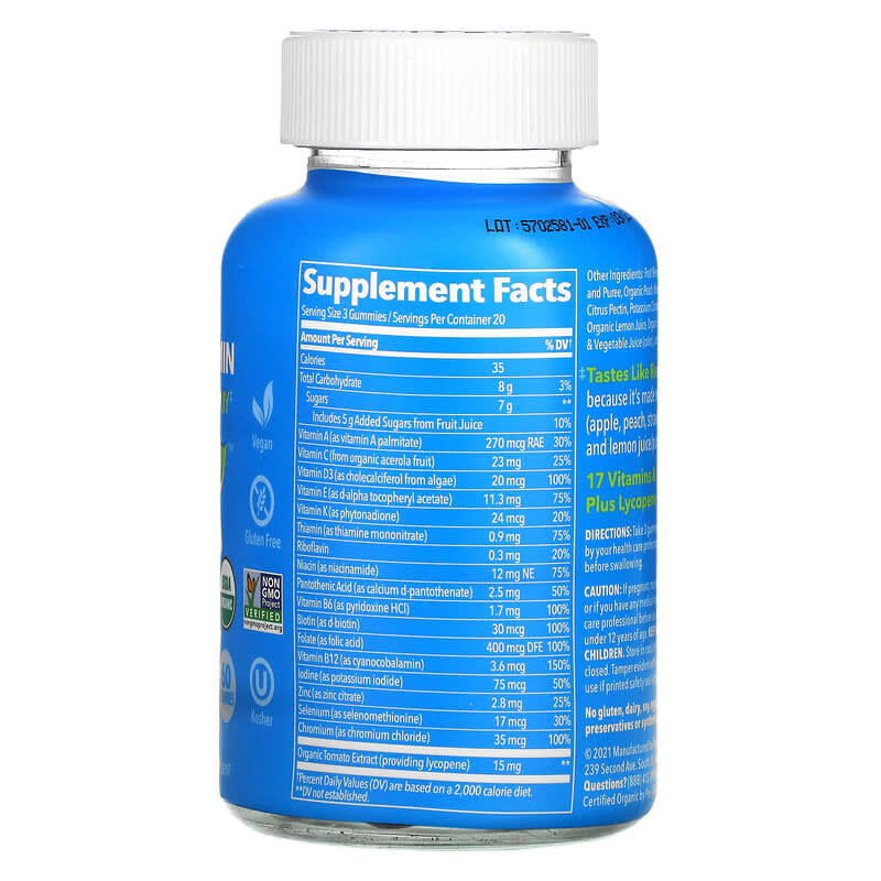 Fruily Organic Men's Multivitamin with Organic Lycopene Mixed Fruit 60 Gummies 2 Thực phẩm bổ sung Fruily Organic Men's Multivitamin with Organic Lycopene Mixed Fruit 60 Gummies 850019556124