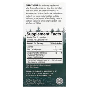 Thực phẩm bổ sung Fungi Perfecti Host Defense Chaga 120 Capsules 633422664149