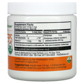 Thực phẩm bổ sung Fungi Perfecti Host Defense Cordyceps Mushroom Mycelium Powder Energy Support 3.5 oz (100 g) 633422300153