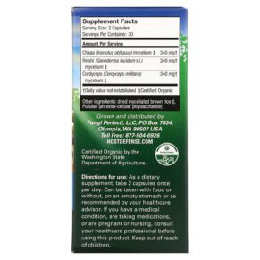 Thực phẩm bổ sung Fungi Perfecti Host Defense Host Defense Mushrooms Breathe Healthy Respiratory Support 60 Vegetarian Capsules 633422038520