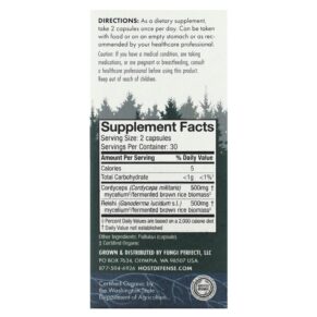 Thực phẩm bổ sung Fungi Perfecti Host Defense Host Defense Mushrooms Cordychi Supports Stress & Fatigue Reduction 60 Vegetarian Capsules 633422037424