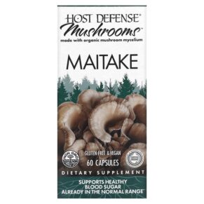 Thực phẩm chức năng Fungi Perfecti Host Defense Host Defense Mushrooms Maitake 60 Capsules 633422031521