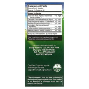 Thực phẩm bổ sung Fungi Perfecti Host Defense Host Defense Mushrooms Stamets 7 Daily Immune Support 60 Vegetarian Capsules 633422037028