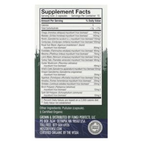 Thực phẩm bổ sung Fungi Perfecti Host Defense Hot Defense Mushrooms MyCommunity Comprehensive Immune Support 30 Capsules 633422038117