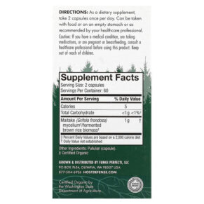 Thực phẩm bổ sung Fungi Perfecti Host Defense Maitake 120 Capsules 633422031538