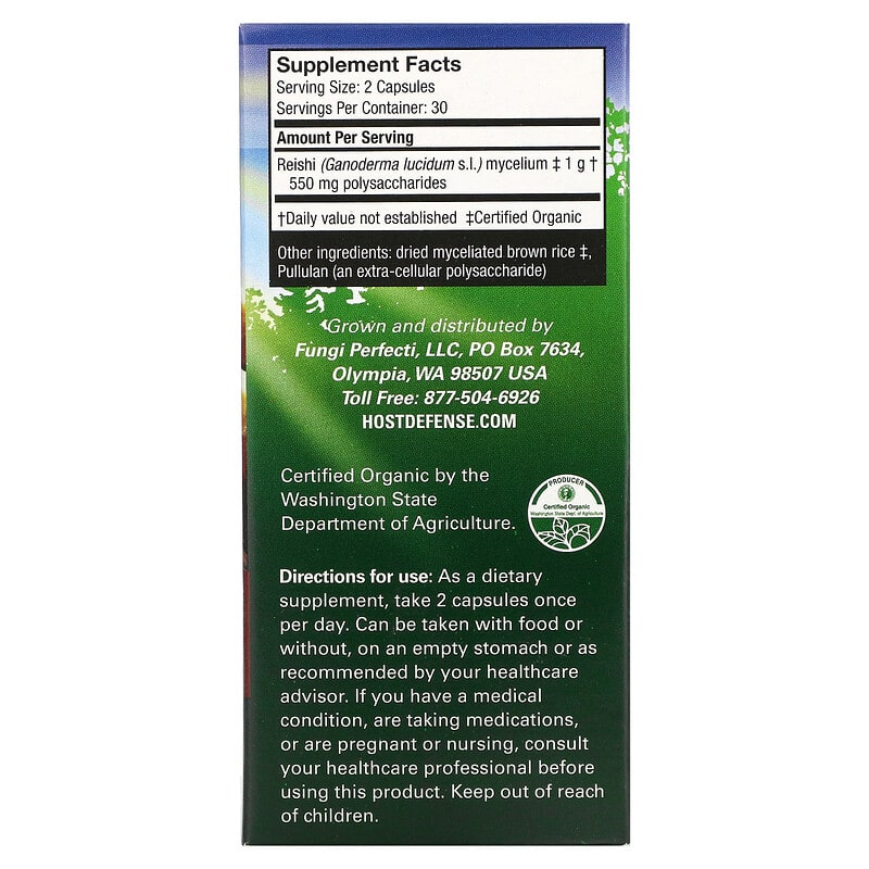 Fungi Perfecti Host Defense Mushrooms Reishi Longevity Support 60 Vegetarian Capsules 2 Thực phẩm bổ sung Fungi Perfecti Host Defense Mushrooms Reishi Longevity Support 60 Vegetarian Capsules 633422030326
