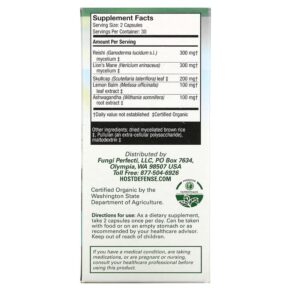 Thực phẩm bổ sung Fungi Perfecti Host Defense MycoBotanicals Stress Decompress 60 Vegetarian Capsules 633422710662