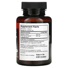 Thực phẩm bổ sung Futurebiotics Red Raspberry Ketone + Green Tea 60 Vegetarian Capsules 049479006427