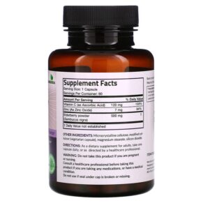 Thực phẩm bổ sung Futurebiotics Sambucus Elderberry with Zinc & Vitamin C 60 Vegetarian Capsules 049479501007